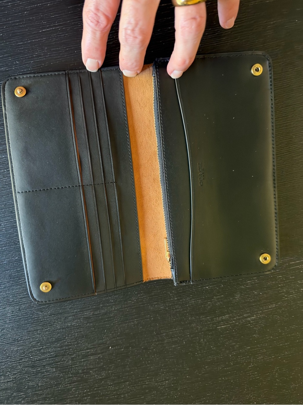 Coach black leather folding wallet